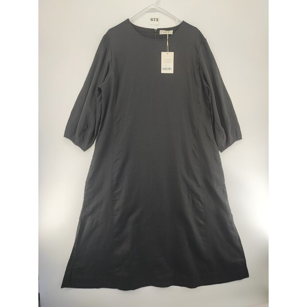 Everlane Black 100% European Flax™ Linen Lined Midi Dress Size 16